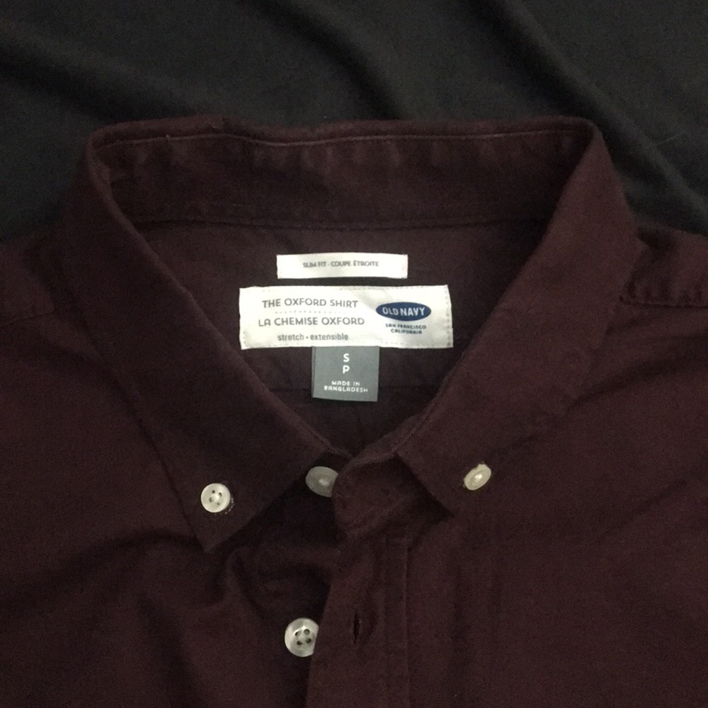Old Navy Maroon Slim Fit Oxford Shirt